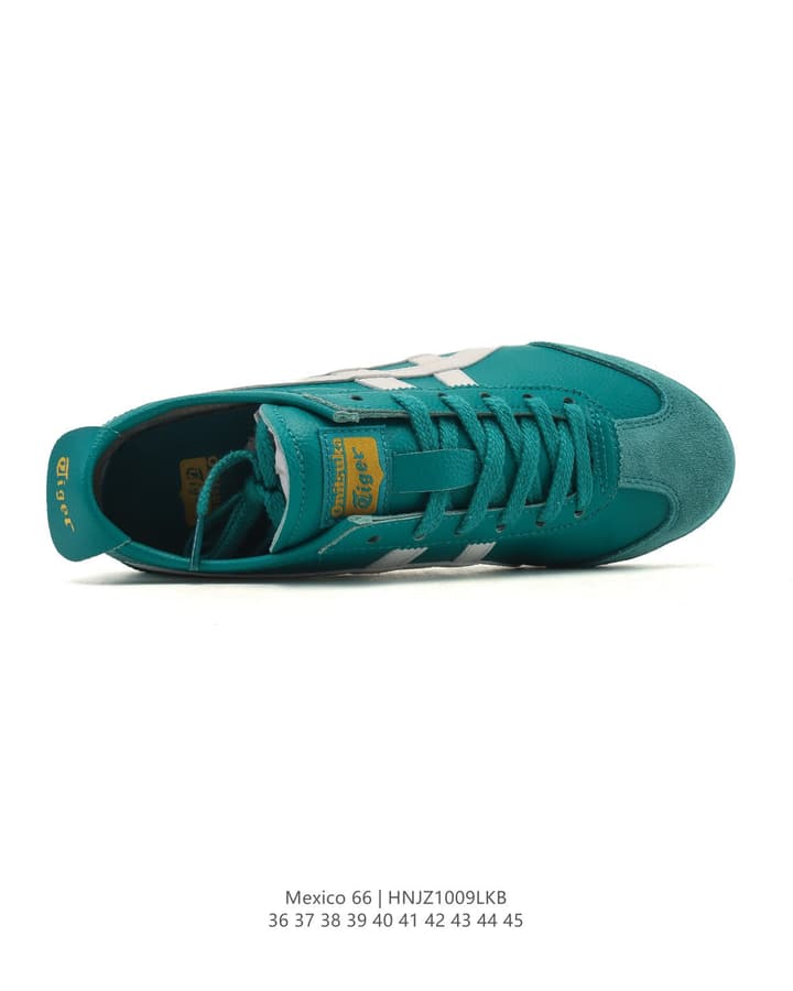Asics Onitsuka Tiger Mexico 66 Classic Sneakers in Teal With White Stripes And Yellow Accent
