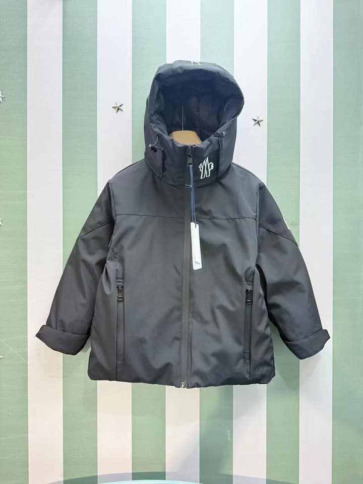 Moncler Kids Detachable Hood Puffer Jacket – 2025FW in Dark Gray