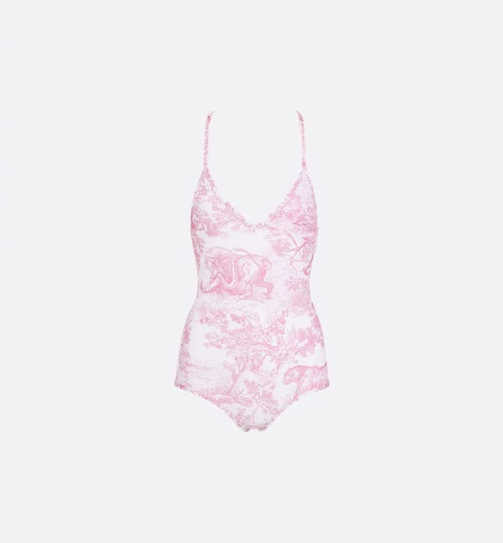 Dior Backless One-Piece Swimsuit in Light Blue Tie-dye Pattern