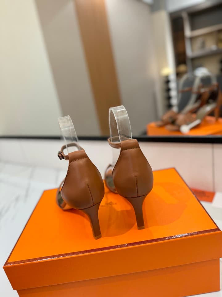 Hermès Classic Smooth Cowhide Heels – 6.5cm in All White
