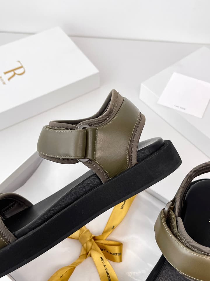 The Row Classic Velcro Beach Sandals in Black And Cream