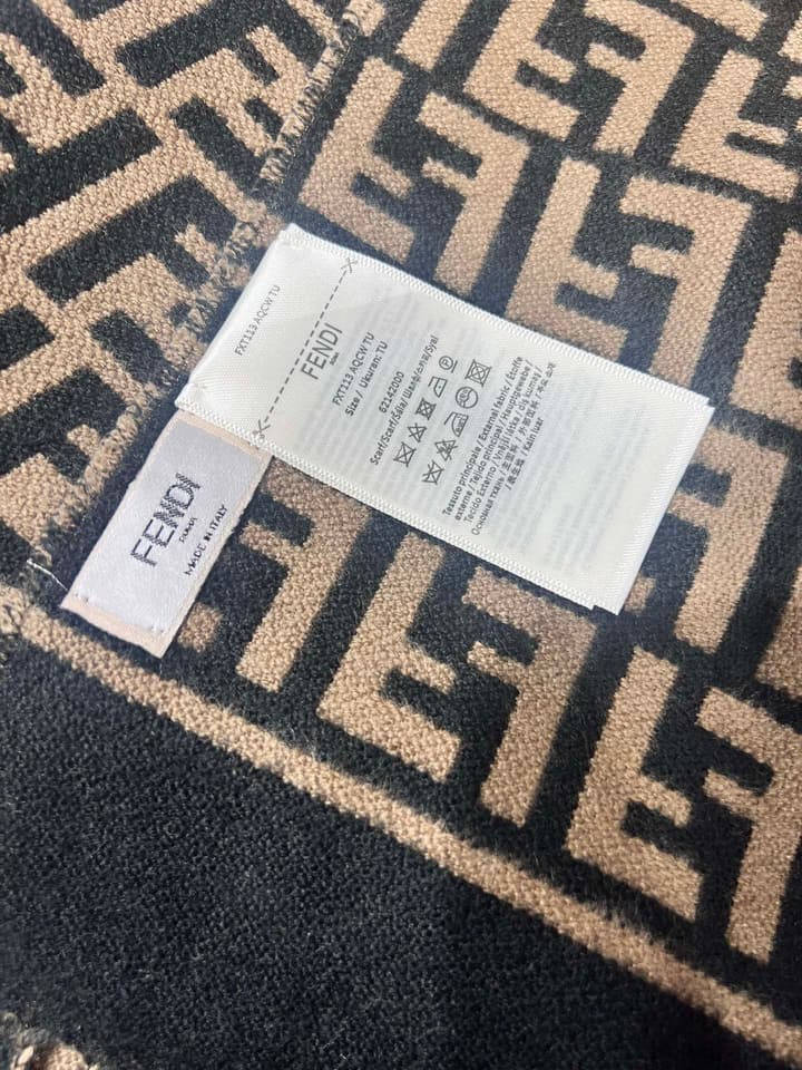 Fendi FF Monogram Scarf in Dark Brown Ff Monogram