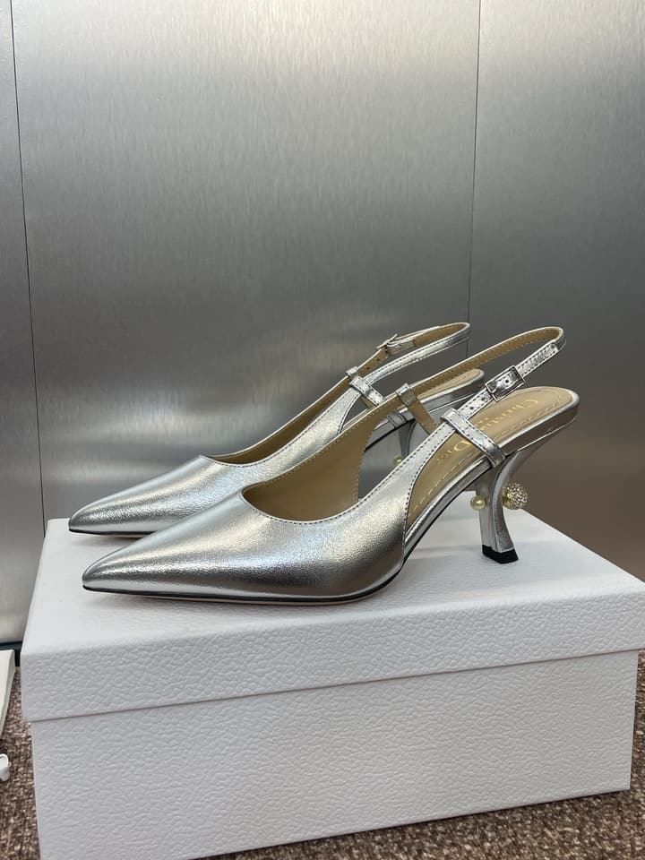 Dior Tribales Pearl Logo Heeled Mules – 2025 Spring/Summer Collection in Gold