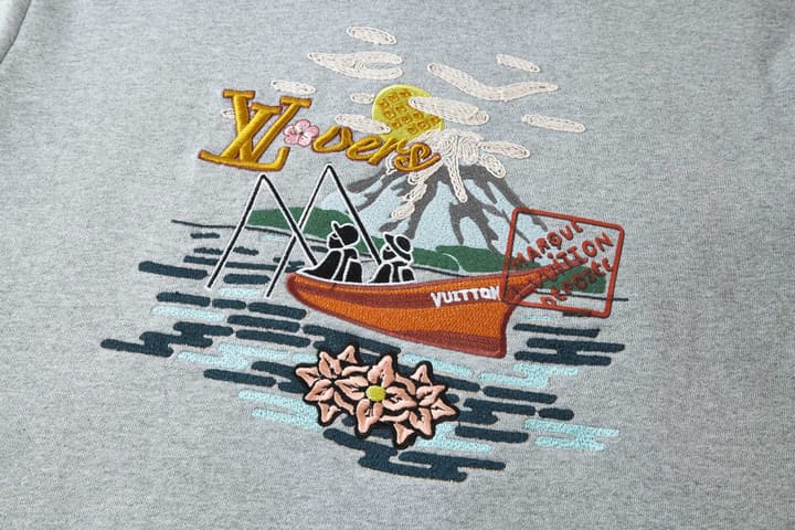 Louis Vuitton Nigo Fishing Landscape Embroidered Sweatshirt – 2025FW in Grey