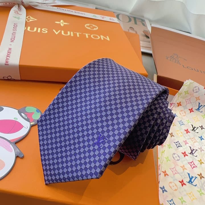 Louis Vuitton Classic Checkerboard Silk Tie in Black