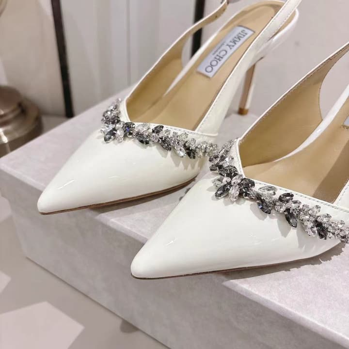 Jimmy Choo Pointed-Toe Crystal-Embellished Heeled Sandals – 2025 Summer in Black
