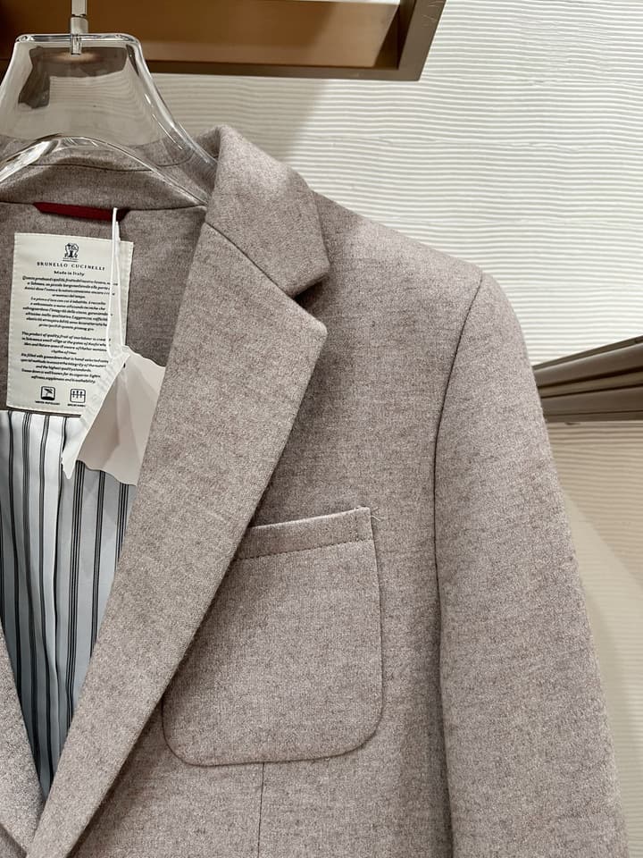 Brunello Cucinelli Men's Slim Fit Mixed Fabric Blazer – 2025FW in Dark Charcoal Gray