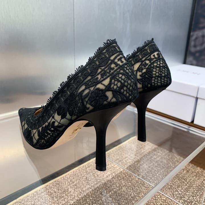 Dior CD Roses Jacquard Embroidery High-Heel Pumps – 2024 Spring/Summer Collection in Sleek Black Patent