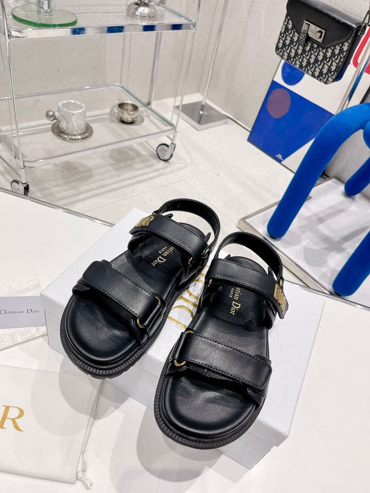 Dior 2022 New Color Velcro Sandals in Gold