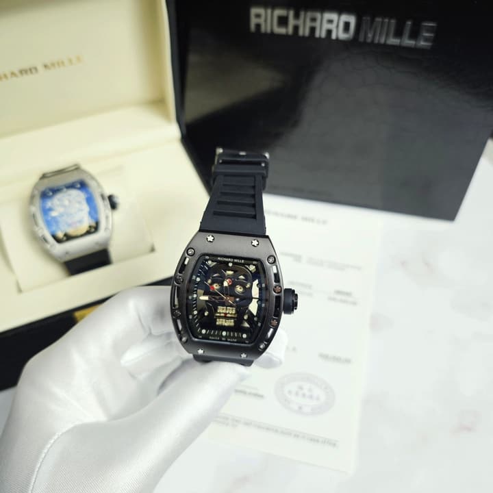 Richard Mille RM052 Series Skeleton Skull Automatic Quartz Watch in Gunmetal Tone
