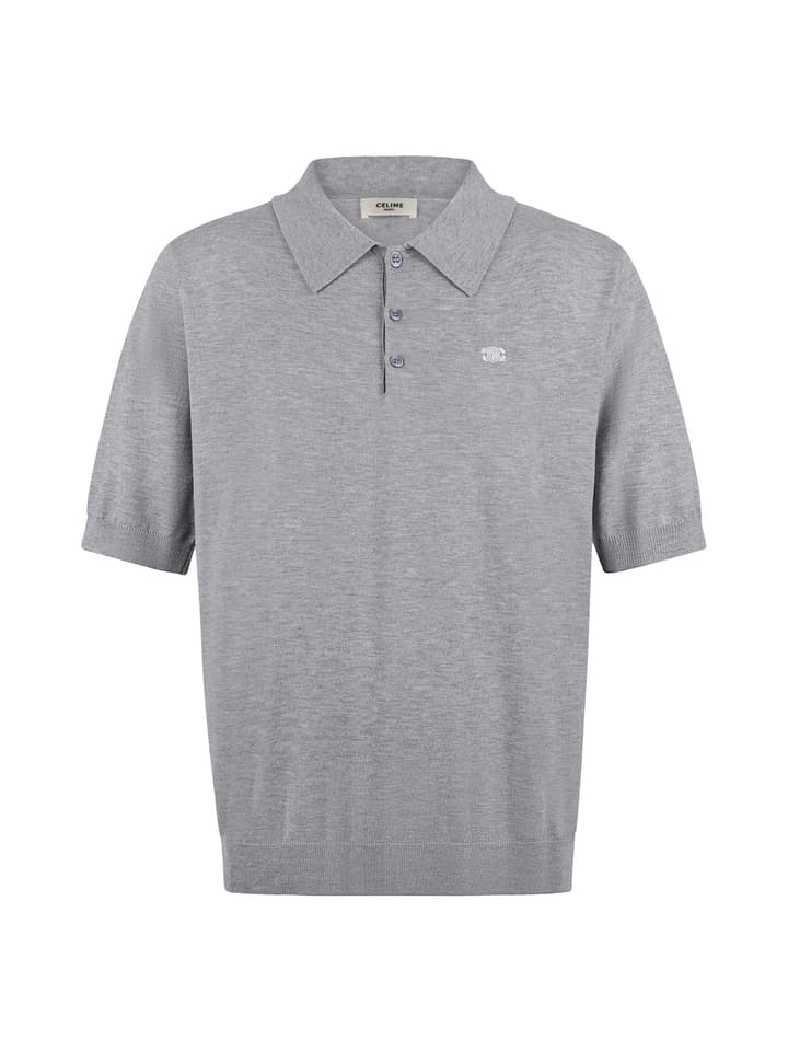 Celine Logo Embroidered Pullover Polo Shirt – 26SS in Classic Black