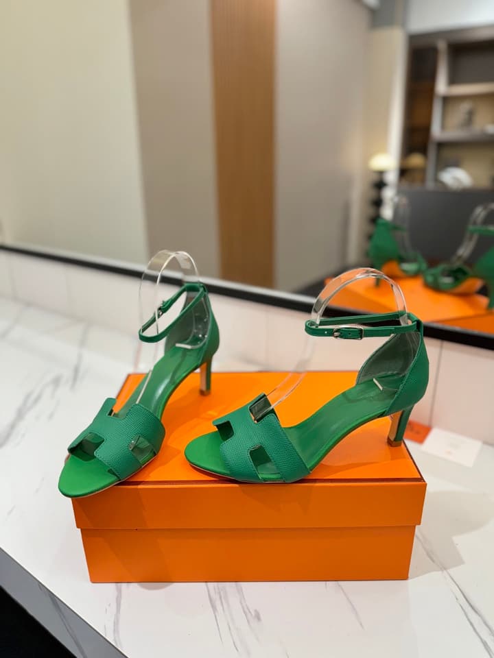 Hermès Classic Palm Grain Cowhide Heels – 6.5cm in Black