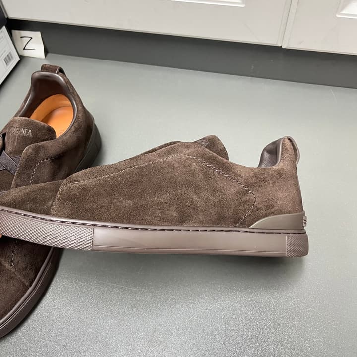 Zegna Triple Stitch Suede Low-Top Sneakers
