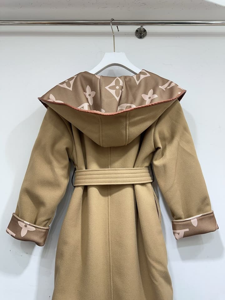 Louis Vuitton Monogram Hooded Wool Coat