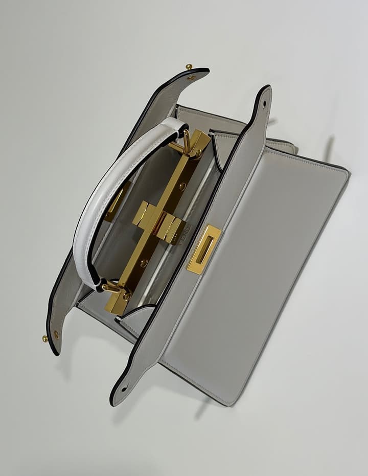 Fendi Peekaboo I See You Petite Handbag in Light Gray With Black Trim