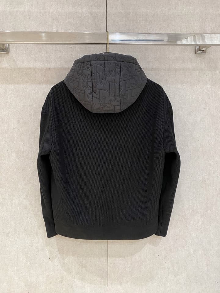 Dior Knit Patchwork Hooded Puffer Jacket – 2025SS in Black Knit Padded Jacket