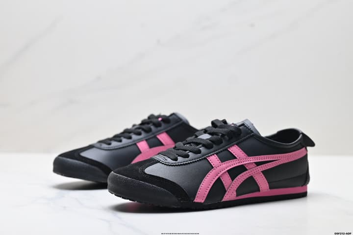 Onitsuka Tiger Mexico 66 NIPPON MADE Sneakers in Black With Pink Stripes