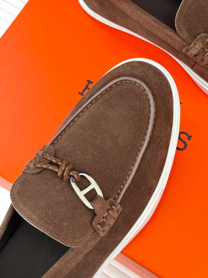 Hermès Retro Couple's Loafers – 25FW in Dark Brown