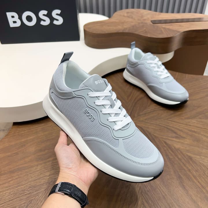 Boss Men's Knit and Leather Sneakers