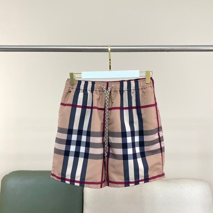 Burberry Check Men's Quick-Dry Swim Trunks in Beige