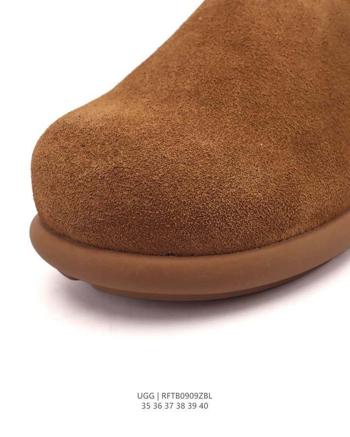 UGG Sheepskin-Lined Winter Slippers in Chestnut Brown Suede