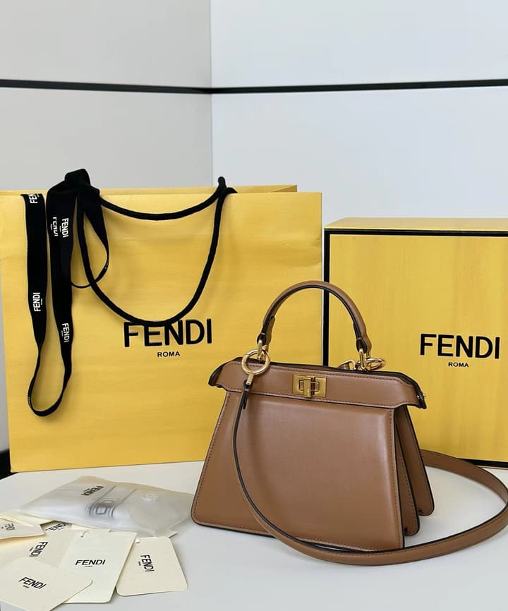 Fendi Peekaboo I See You Petite Handbag in New Caramel Leather