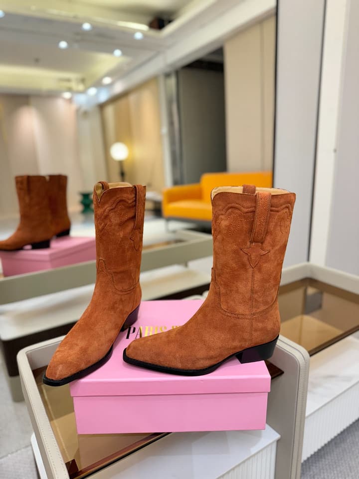 Paris Texas Western Ankle Boots in Black Suede
