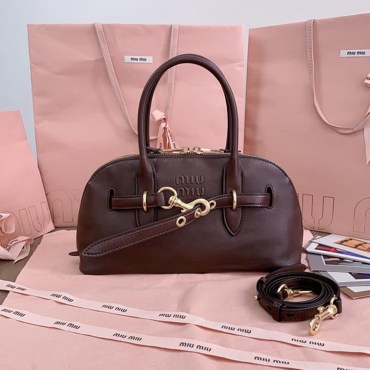 Miu Miu Aventure Nappa Leather Bowling Bag