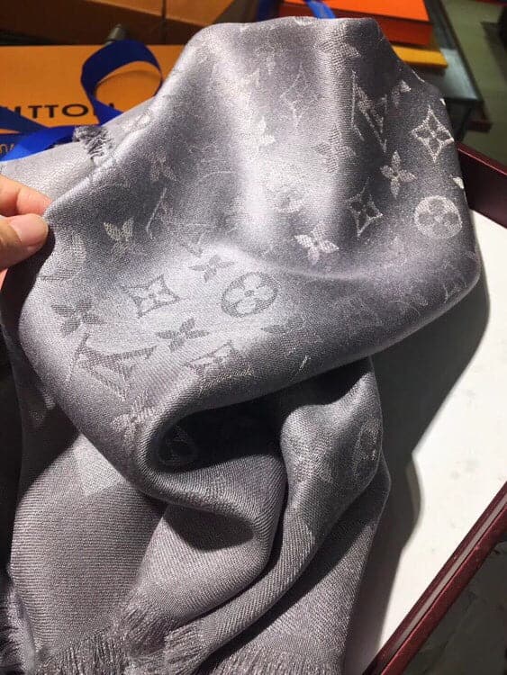 Louis Vuitton Classic Monogram Silk Wool Shawl in Beige
