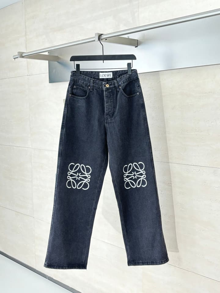 Loewe Anagram Denim Embroidered Trousers – 24FW in Washed Black