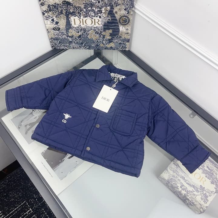 Dior Reversible Monogram Puffer Jacket – Kids Collection in Blue White Monogram Print