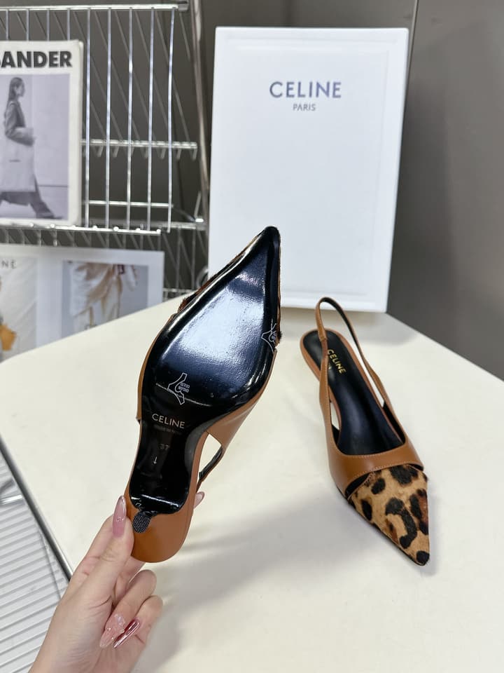 Celine Triomphe Calfskin Heels – Spring/Summer Collection in Dark Leopard Print
