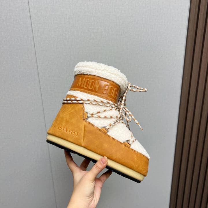 Moon Boot Fluffy Snow Boots – 2024FW in Beige