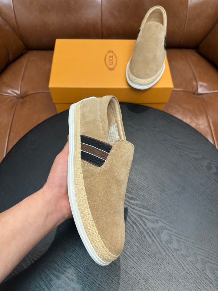 Tod's Suede Calfskin Loafers in Light Grey Suede