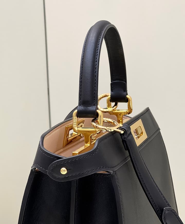 Fendi Peekaboo I See U Handbag in Black With Light Pink Pouch