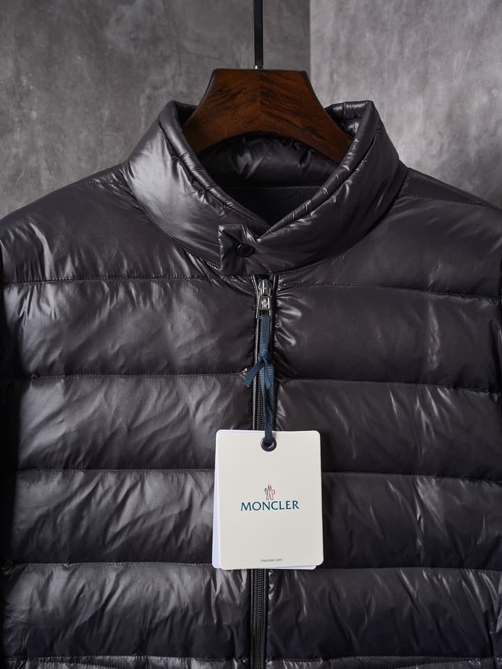 Moncler Men's Wool Knit Down Cardigan in Black Padded Knit Cardigan