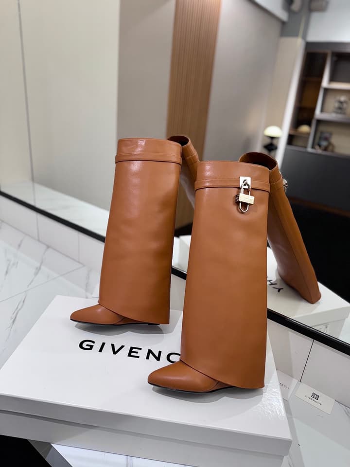 Givenchy Lock Detail Knee-High Boots – 2024 SS in Black Leather