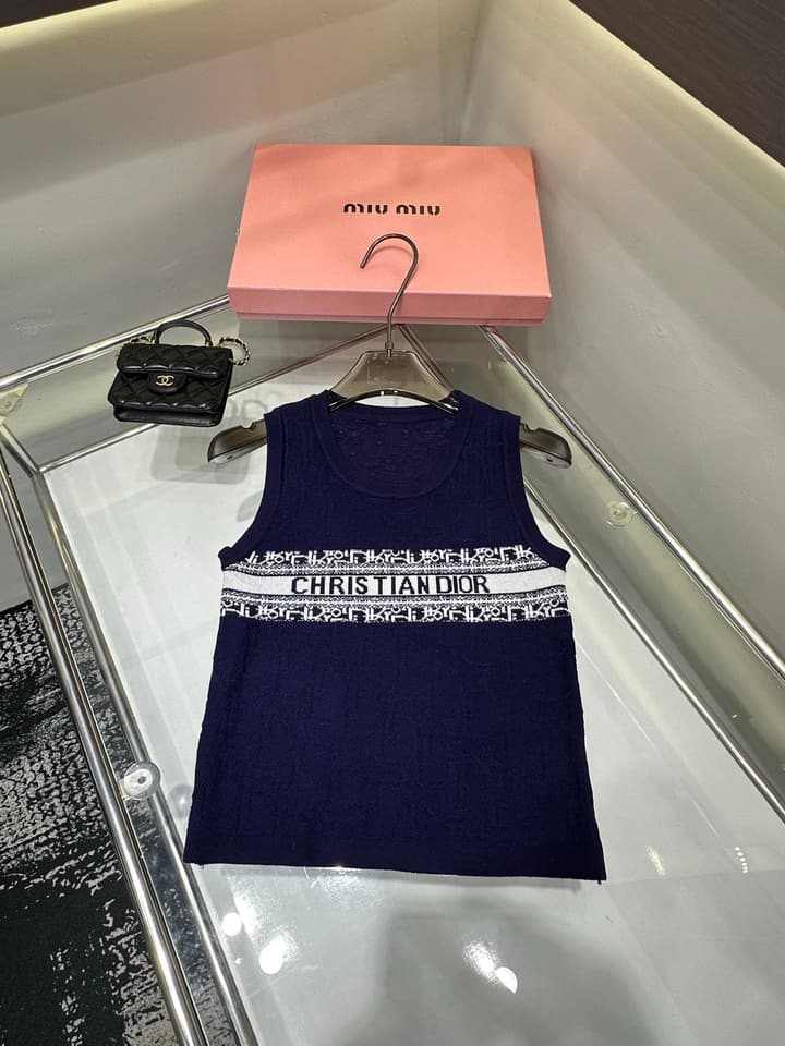 Dior Monogram Jacquard Knit Vest in Blue