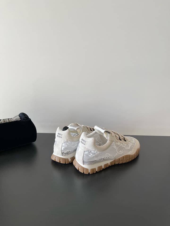 Miu Miu Latest Lace Retro Mary Jane Sneakers in Black