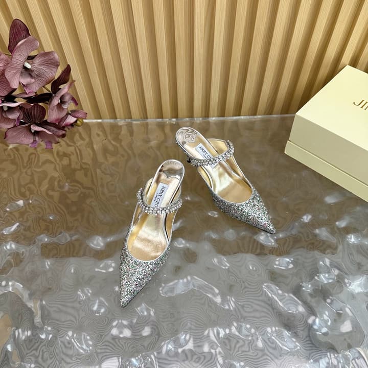 Jimmy Choo Sequined Evening Heels – 2025SS in Black Glitter