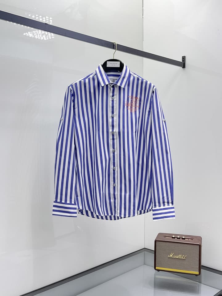 Hermès Long-Sleeve Shirt in Light Blue Striped