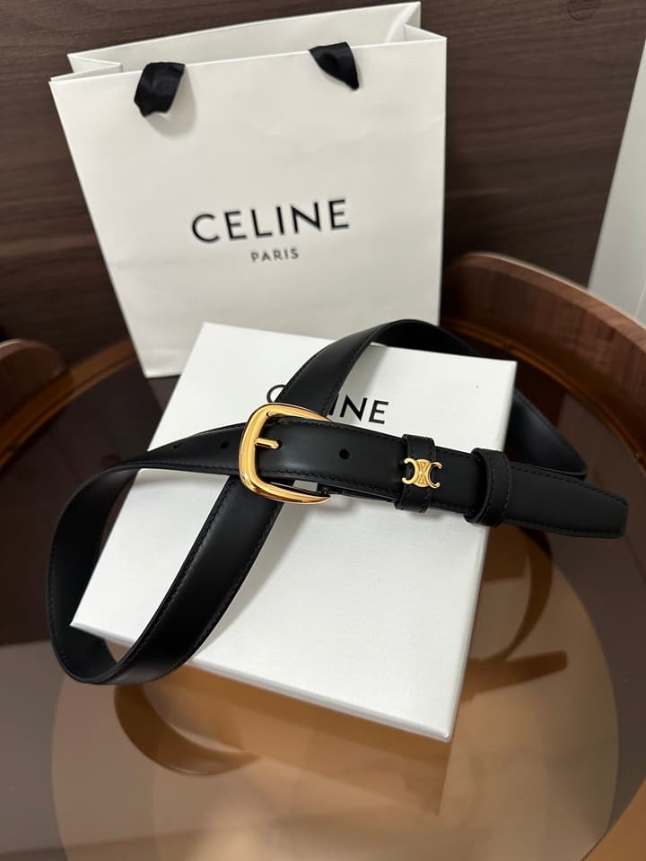 Celine Vivienne Taurillon 25mm Belt in Black Taurillon Leather