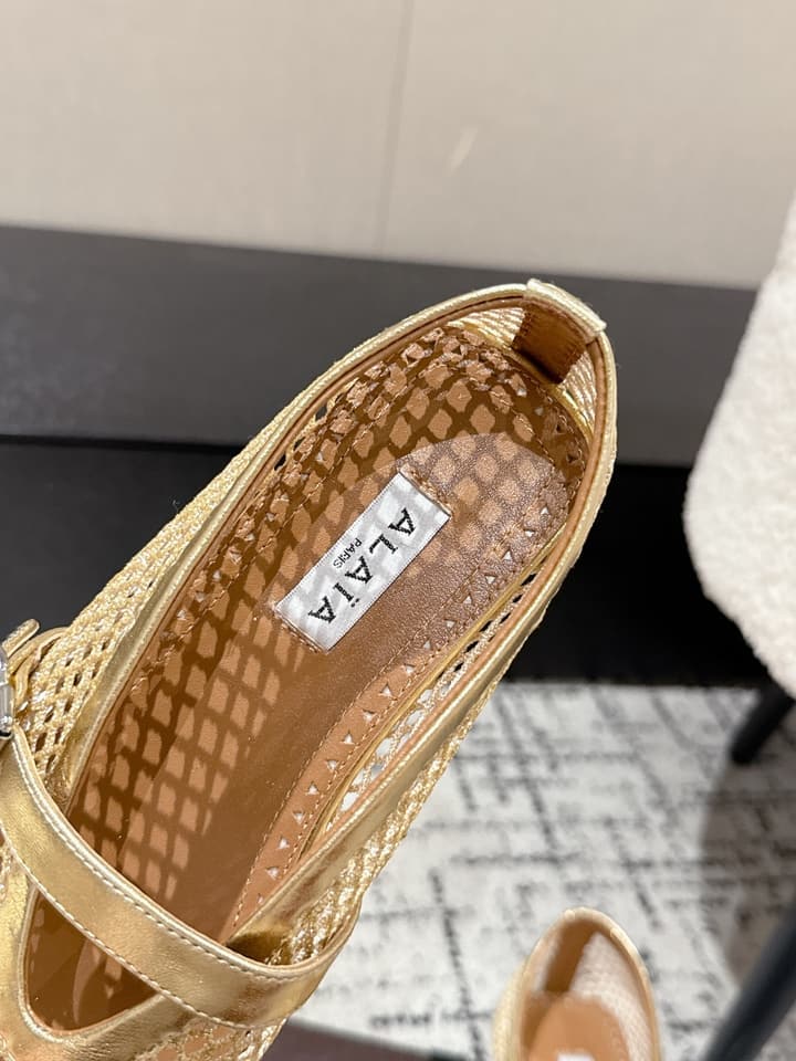 Alaïa Flat Mesh Ballet Flats – 25SS in Golden Beige Mesh
