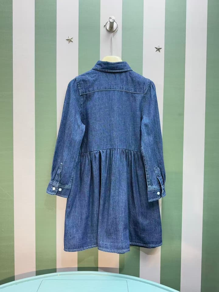 Ralph Lauren Kids Denim Shirt Dress – 2025SS – Kids Collection in Medium Blue Denim