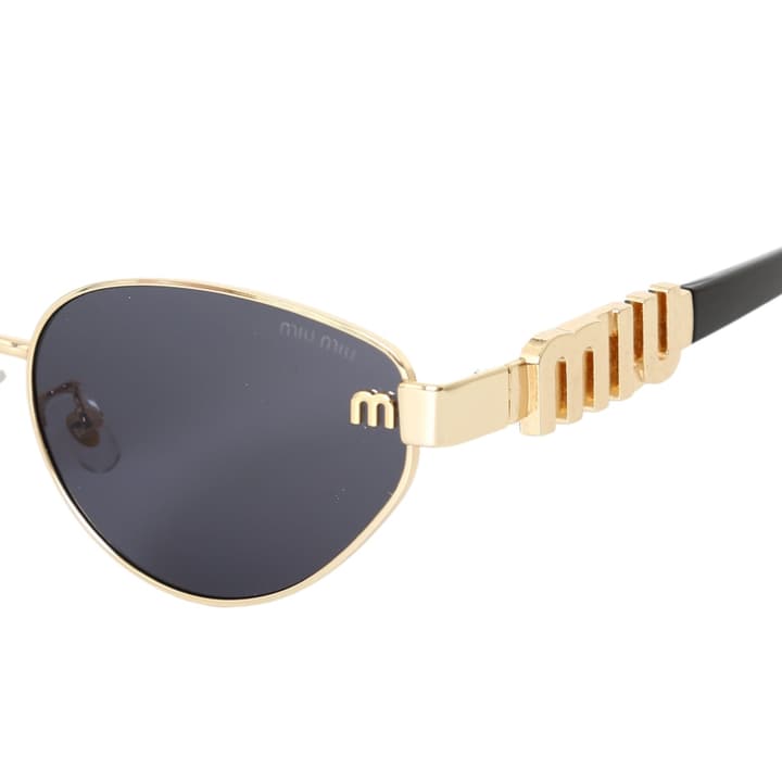 Miu Miu Logo Oval Gradient Sunglasses in Gold