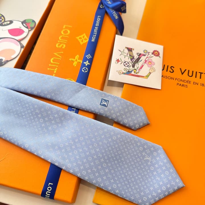 Louis Vuitton Damier Silk Tie in Charcoal Grey