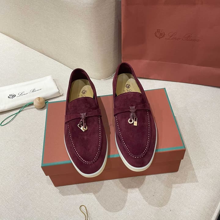 Loro Piana Summer Charms Walk Moccasin Loafers in Black Leather