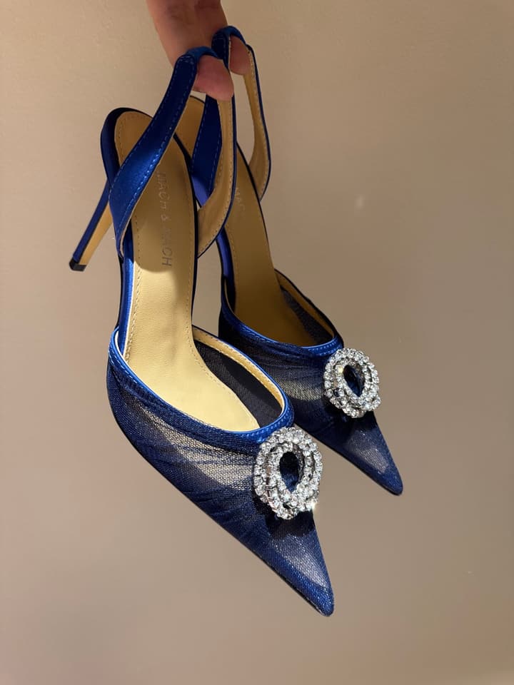 MACH & MACH Rhinestone Lace Heeled Sandals – 2025 Early Spring Collection in Cool Nude Black Cap Toe