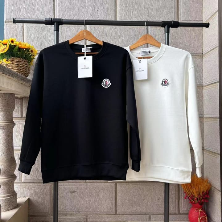 Moncler Classic Cotton Pullover Sweatshirt in Black Sweatshirt Display