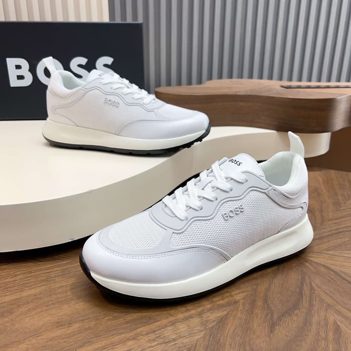 Boss Men's Knit and Leather Sneakers